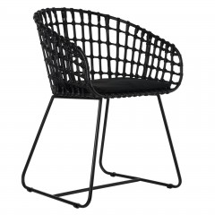 CHAIR METAL RATTAN BLACK JAPAN 